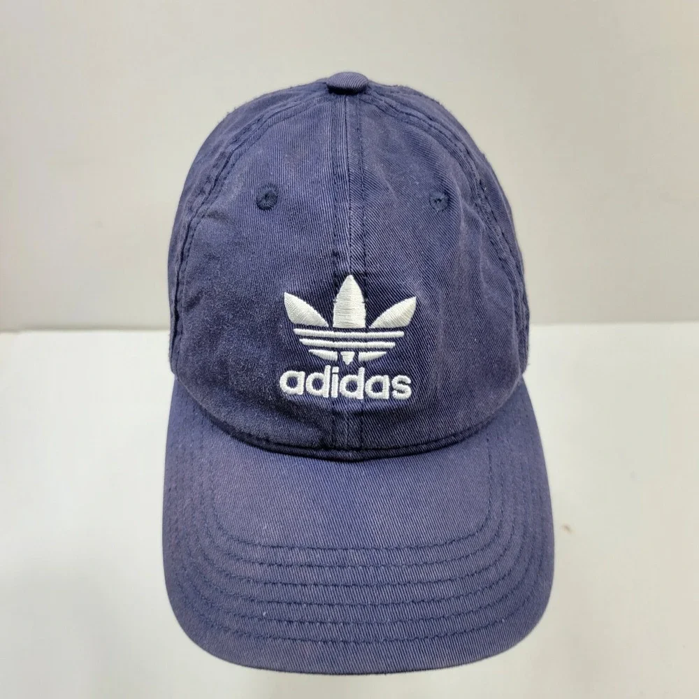 adidas Cap Hat Mens OS Navy Embroidered 3 Stripes Logo Adjustable Strapback